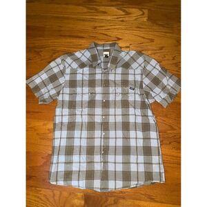 Volcom Workwear Blue and‎ Brown Plaid Pearl Button Shirt Size Medium